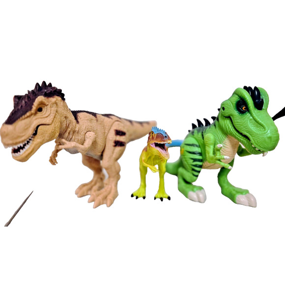 Dinosaur set of 3 T Rex Vintage Flashing eyes and Noise Jurassic Park - Picture 1 of 15